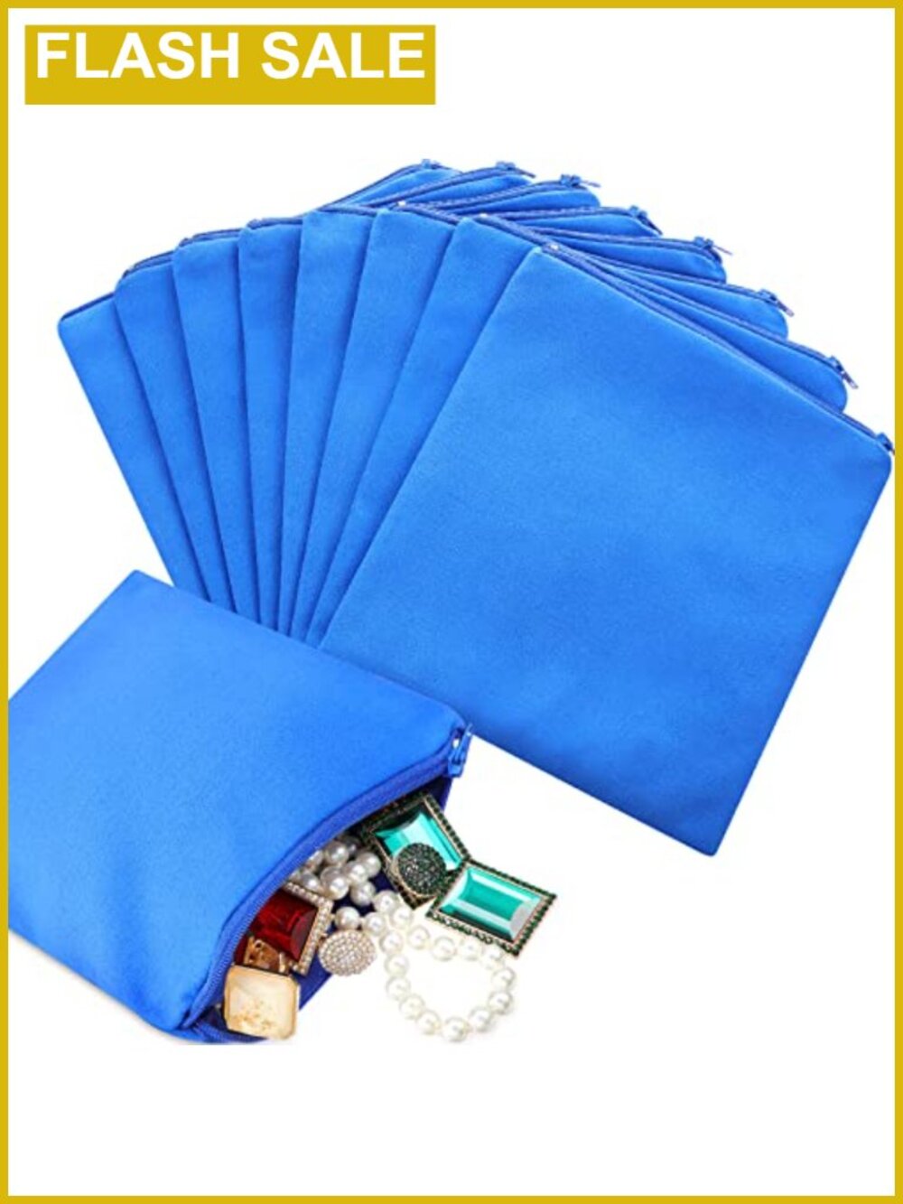 Anti Tarnish Jewelry Storage Bags Velvet Zippered Silver Keeper Pouch 8 Pack